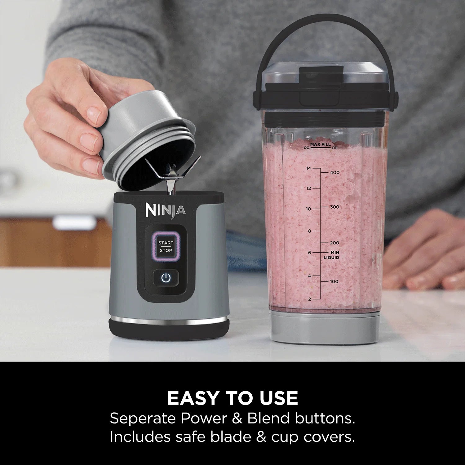Nenja Blast Portable Cordless Blender (BC151IN) | 530ml, USB-C Rechargeable | Leak-Proof Lid