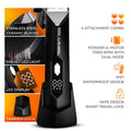 Trimmer for Men- Safest Body &amp; Private Part Trimmer - Pubic Hair Groomer, Underarm - Waterproof, Ceramic Blades, Rechargeable with Wireless Fast Charging,Black