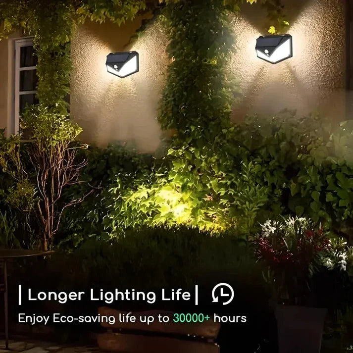 Solar Lights-Bright Solar Wireless Security Motion Sensor 100 Led Night Light for Home and Garden